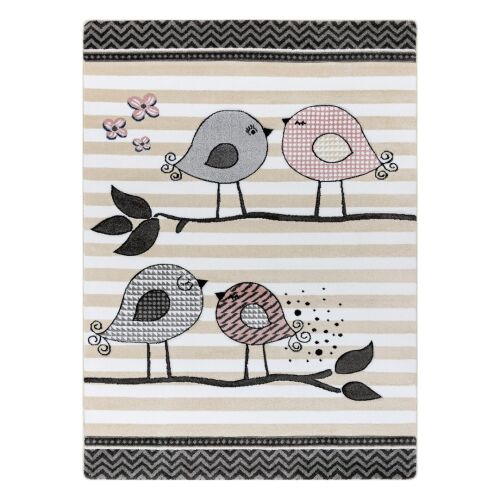 Hakano TINIES BIRDS Cream Rug 140x190 with Cute Bird Design
