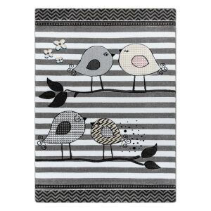 Hakano TINIES BIRDS grauer Teppich mit Vogeldesign, 120x170 cm - Innenarchitektur