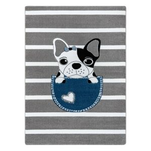 Hakano TINIES DOG rug, grey striped rug with dog design - Rug