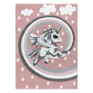 Covor Hakano TINIES PONY, roz pudrat, design unicorn, 120x170 cm - Design interior