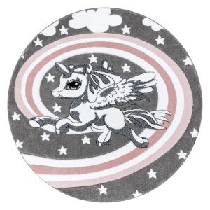 Hakano TINIES PONY round rug, grey unicorn design - Interior design