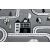 Close-up of Hakano TINIES TOWN gray rug featuring building and road details