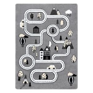 Hakano TINIES TOWN gray rug 160x220 with road and city design for kids - Rug