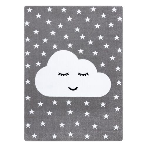 Hakano TINIES CLOUD gray rug 140x190 with cloud and star pattern