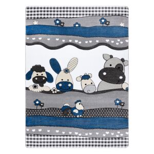 Hakano TINIES FARM plavi tepih 160x220 s dizajnom domaćih životinja - Dekoracija