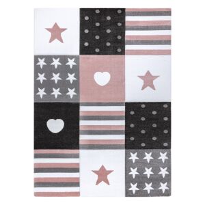 Hakano TINIES TEENY powder pink rug with stars, hearts, and polka dots, 160x220 cm - Rug