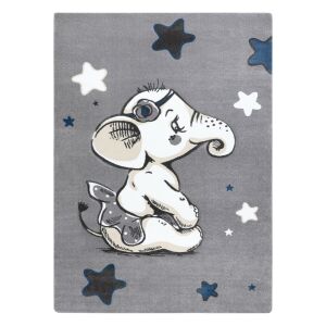 Hakano TINIES ELEPHANT grauer Teppich, 120x170 cm, Elefant- und Sterndesign - Innenarchitektur