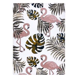 Covor crem Hakano Tinies Garden cu model flamingo și frunze, 120x170 cm - Design interior