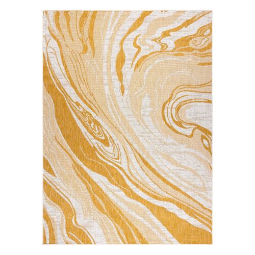 Hakano Vinea Marble rug, cream and mustard yellow marble pattern, 140x190 cm