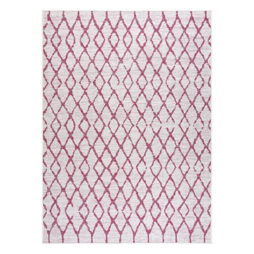 Tepih Hakano Vinea Grid, kremasta i ružičasta dijamantni uzorak, 140x190 cm