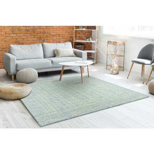 Hakano Vinea Rhombus green rug in living room setting