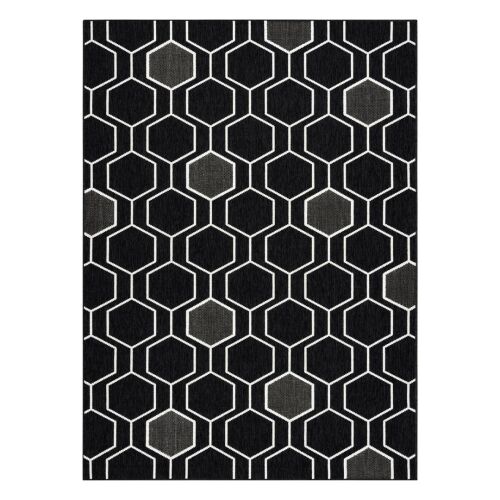 Hakano Wink Hexagon schwarzer Teppich, 120x170 cm, geometrisches Muster