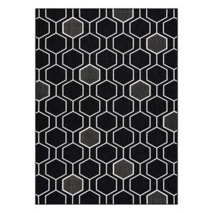 Hakano Wink Hexagon czarny dywan, 140x200 cm, geometryczny wzór - Projektowanie wnętrz