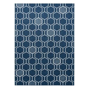 Hakano WINK HEXAGON blue rug, geometric pattern, 160x230 cm - Interior design