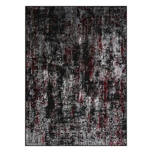 Hakano LEAN ORNAMENT anthracite grey rug, 140x190 cm, abstract pattern - Rug