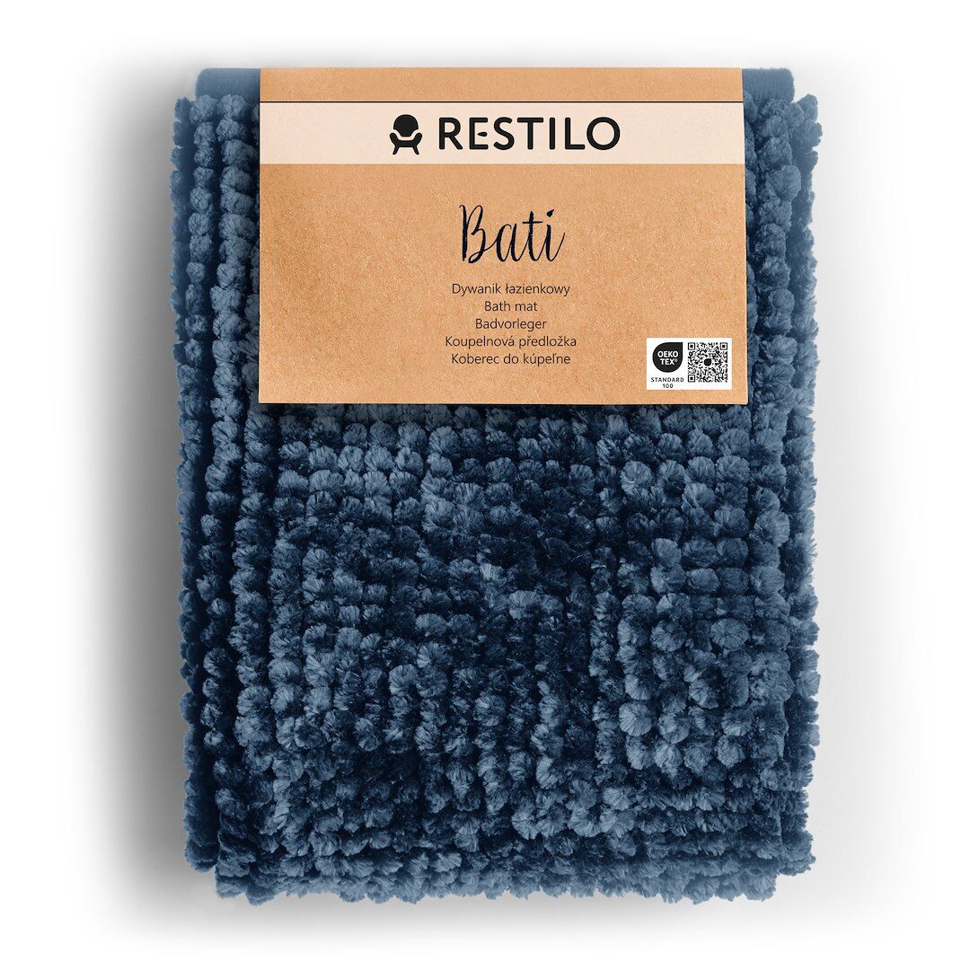 Fürdőszobaszőnyeg BATI szín sötétkék motívum modern 50x70 ameliahome