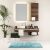Turquoise bathroom rug set in stylish bathroom interior