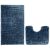 Restilo Bati dark blue bathroom rug set on white background