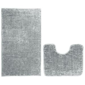 Gray bathroom rug and toilet mat set - Furniture