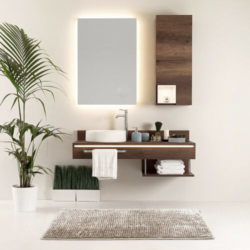 Covoras de baie AmeliaHome Bati roz pudra intr-un decor modern de baie