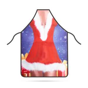Red and white Christmas apron with a Santa Claus design - Apron