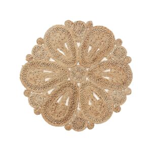 Benuta Kamala 2 round jute rug, light brown boho style, R120 - Rug