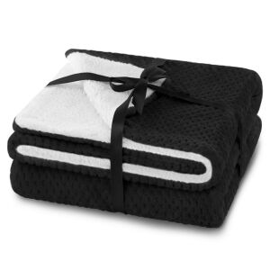 Folded black and white SHLEEPY blanket with ribbon - Blanket