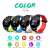 Smart watch with a round display, showing time, steps, calories burned, and heart rate, in four different colors