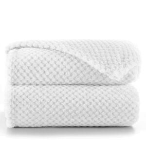 Folded DecoKing HENRY white embossed blanket 170x210 cm, modern style - Blanket