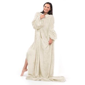 Кремаво одеяло LAZY с ръкави и джоб - Паплан и Pléd
