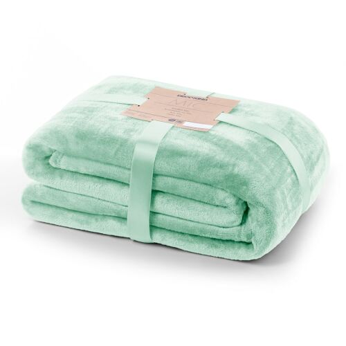 DecoKing MIC mint green microfiber blanket 160x210 cm, folded and tied with ribbon
