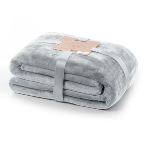DecoKing MIC grey microfiber blanket 70x150 cm, folded and tied with ribbon - Interior design