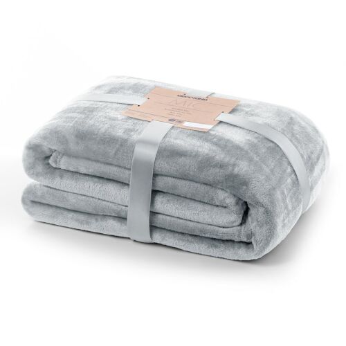 DecoKing MIC grey microfiber blanket 70x150 cm, folded and tied with ribbon