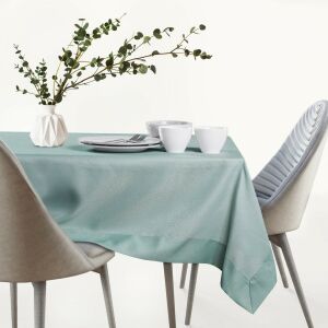 AmeliaHome Empire mint green tablecloth on dining table setting - Interior design