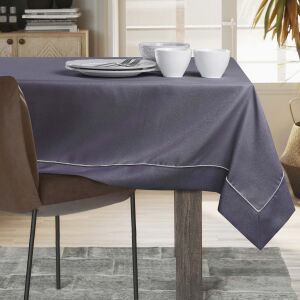 AmeliaHome Empire purple tablecloth on a dining table setting. - Interior design