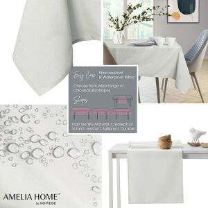 AmeliaHome Empire cream tablecloth collage: features and benefits - Home Textile