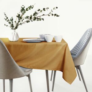 AmeliaHome Empire gold tablecloth on a set dining table. - Tablecloth