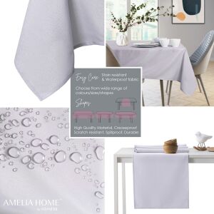 Collage of AmeliaHome Empire light purple tablecloth features - Decoration
