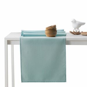 AmeliaHome Empire mint green tablecloth and runner set on a white table. - Interior design