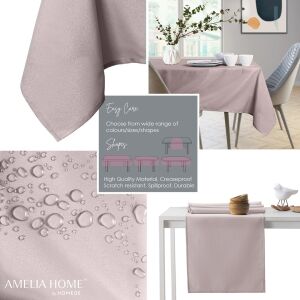 AmeliaHome Empire powder pink oval tablecloth collage with easy care and waterproof features - Interior design