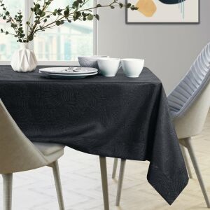 AmeliaHome Gaia black embossed tablecloth on dining table - Interior design
