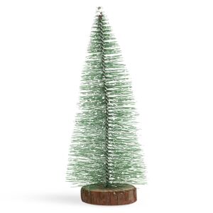 Miniature snowy green Christmas tree decoration on wooden base, 30 cm - Nonbrand Christmas Decoration