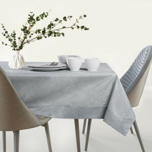 AmeliaHome Gaia grey embossed tablecloth on dining table - Interior design