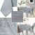 Collage of AmeliaHome Gaia grey embossed tablecloth features: pattern, waterproof, dining setting