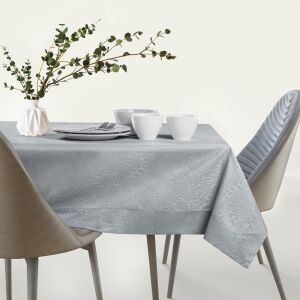 AmeliaHome Gaia grey embossed tablecloth on dining table - Interior design