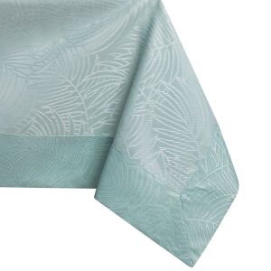 AmeliaHome Gaia mint green embossed tablecloth corner detail - Interior design