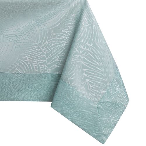 AmeliaHome Gaia mint green embossed table runner, 30x80 cm, angled view