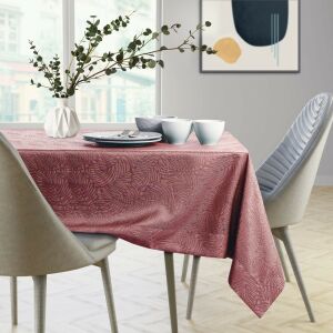 AmeliaHome Gaia rose embossed tablecloth on dining table - Interior design