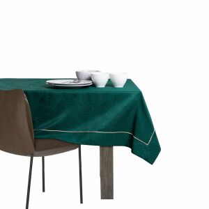 AmeliaHome Gaia glass green embossed tablecloth on table setting - Decoration