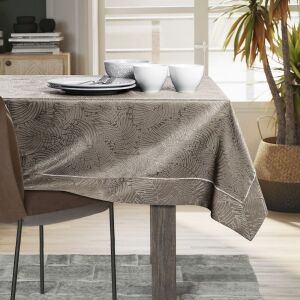 AmeliaHome Gaia cappuccino embossed tablecloth on dining table. - Decoration